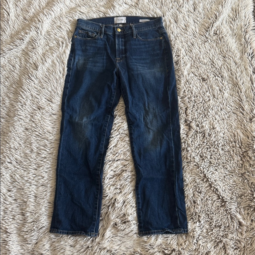 Frame Le Nouveau Straight Leg Blue Denim Jeans
